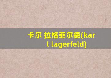 卡尔 拉格菲尔德(karl lagerfeld)